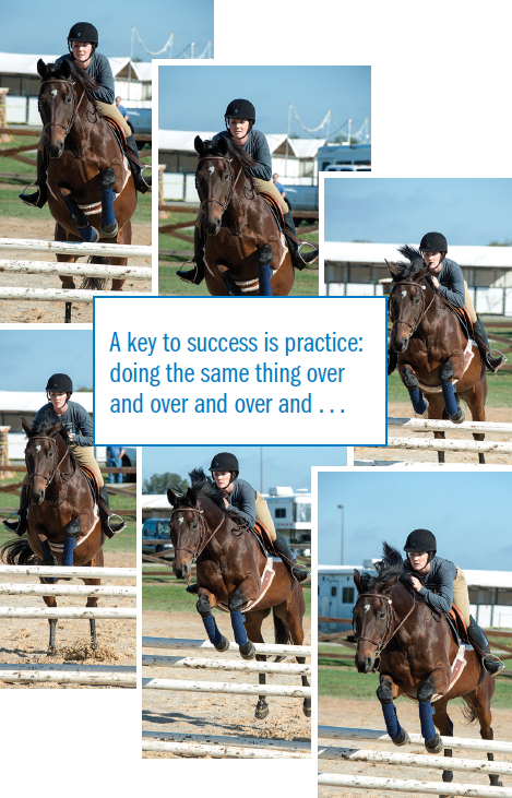 A key to success is practice: doing the same thing over and over and over and...