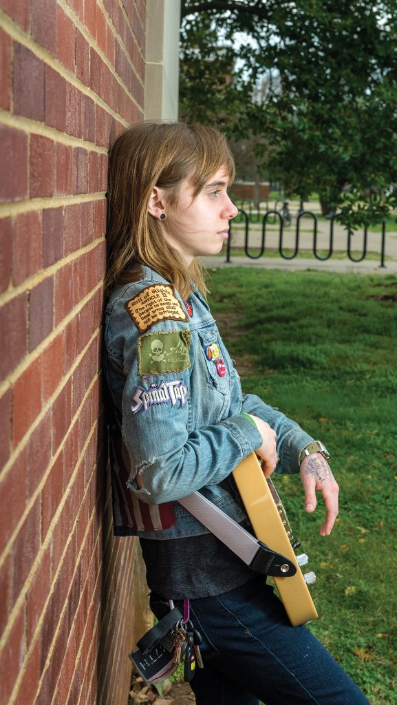 Julien Baker, student and recording artist, in and around Wright Music Building for the Summer 2016 MTSU Magazine.